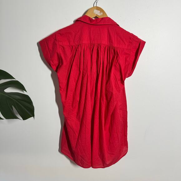A Shirt Thing Penelope Cabo top Women XS Red Ruffle Preppy 100% Cotton NWT Work - Picture 2 of 7